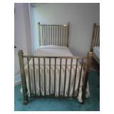 Antique Brass Framed Bed w/Puzzle Joints,Mattress&