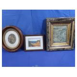 Vintage Miniature French Women Tapestry Framed,
