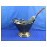 Brass Coal Scuttle & Ash Broom