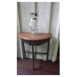 Side Table, Semi-circle, Wicker-style Wood Top