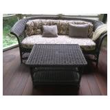 Wicker-style Loveseat w/cushion & Pillows,