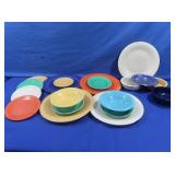 Vntg Fiestaware-5 Large Dinner Plates, 9 Saucers,5