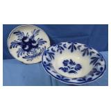 Antique Flow Blue Brush Stroke 13" Serving Bowl&