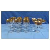 Various Gold Rimmed Wine Glasses &more