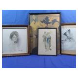 3 Various Framed Sketches