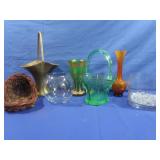 A Wicker Flower Holder,Tin Vase&more