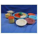 Vntg Fiestaware-Serving Platter, Small Bowls,Sugar
