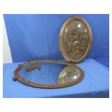 Lg Vntg Oval Decorative Picture&Glass Oval Mirror