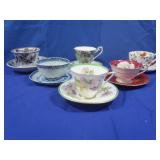 6 Vntg Tea Cups&Various Saucers(some Bone China)