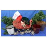 Christmas Decor-Wicker Sleigh, Variety of