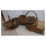 4 Lg Wicker Baskets&Wicker Picnic Basket