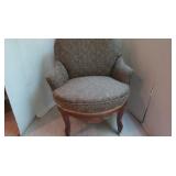 Round Upholstered Chair on Wheels