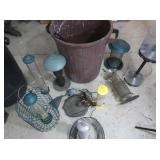 Lg Lot of Birdfeeders in Plastic Garbage Can