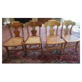 4 Curly Maple Chair w/Canre Seats-17x34x16"