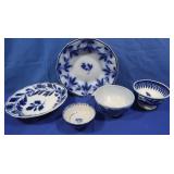 Antique Flow Blue Brush-Stroke Serving