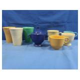 Vntg Fiestaware-7 Coffee Cups & Sugar Bowl w/Lid