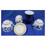 Antique Flow Blue Dishes,2 Bowls(1 w/Lid),Lg