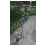 2 Metal Lawn Ornaments-45" Stork,10"Frog