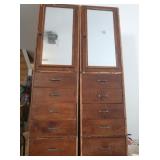 Vintage Wood Mirrored Cabinets