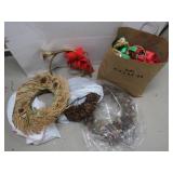 Christmas Decor-2 Wreaths,Ribbon,French Horn&more