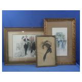 3 Vintage Framed Pictures