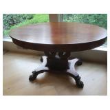 Vintage Oval Pedestal Table w/Claw Feet-Good Cond