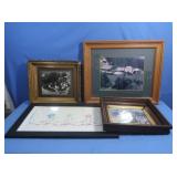 Vintage Framed Hand Stitched Quilt&Variety of