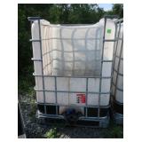 250 gal. Tote Tank w/Metal Cage(front cut open)