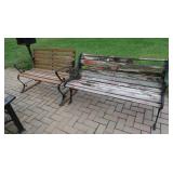 2 Patio Benches-50" w/Wrought Iron Ends,41"