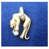 14K Cat Pendant w/Diamonds--4 Grams