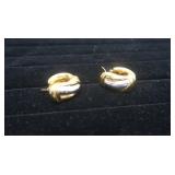18K Two-Tones Earrings--4.8 Grams