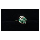 Ladies 14K Emerald And Diamond Ring--3 Grams