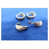 Two Pair Earrings-14k, One Pair is Hoop, One Pair