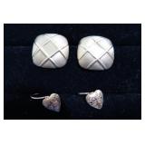 Two Pair 14k Earrings, One Pair Button, One Pair