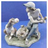 Lladro #5376 Boy with Dog and Puppies