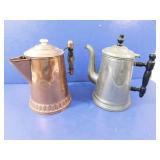 Vintage Coffee Pots -- One Copper and One Tin