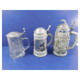 Beerstein Lot (3)--ALWE Etched Stein Made in West