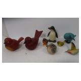 Wood and Glass Bird Figurine Lot (8 pieces)