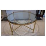 Glass Topped Coffee Table w/Metal Base--30"