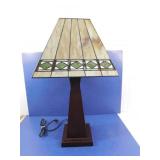 Table Lamp with Metal Vase and Plastic Tiffany