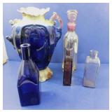 Glass Bottle Lot--Cobalt Blue, Pink, Lavender,