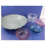 Glass Bowl Lot--Handblown, whtm, and More