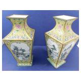Handpainted Enamel on Copper Vases (2)