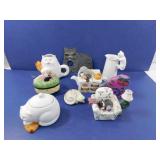 Decorative Cat Lot--Creamers, Sugars, Pitcher and