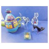 Home D?cor Lot--Glass Cats, 1 Handmade Crystal,