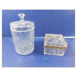 Pressed Glass Biscuit Jar and Hinged Lid Glass