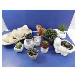 Home D?cor Lot--Small Planters, Artificial Cacti,