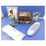 Home D?cor Lot--Carved Wooden Cat Box, Jamaica