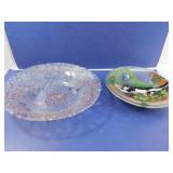 2 Glass Art Decorative Bowls