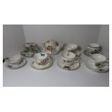 7 Bone China Teacups and Teapot